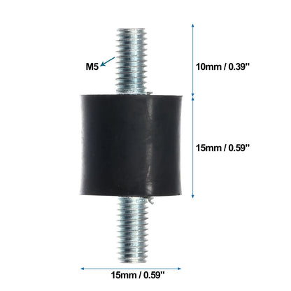 Set of 4 M5 Anti Vibration Rubber Isolator Dampers 15x15mm