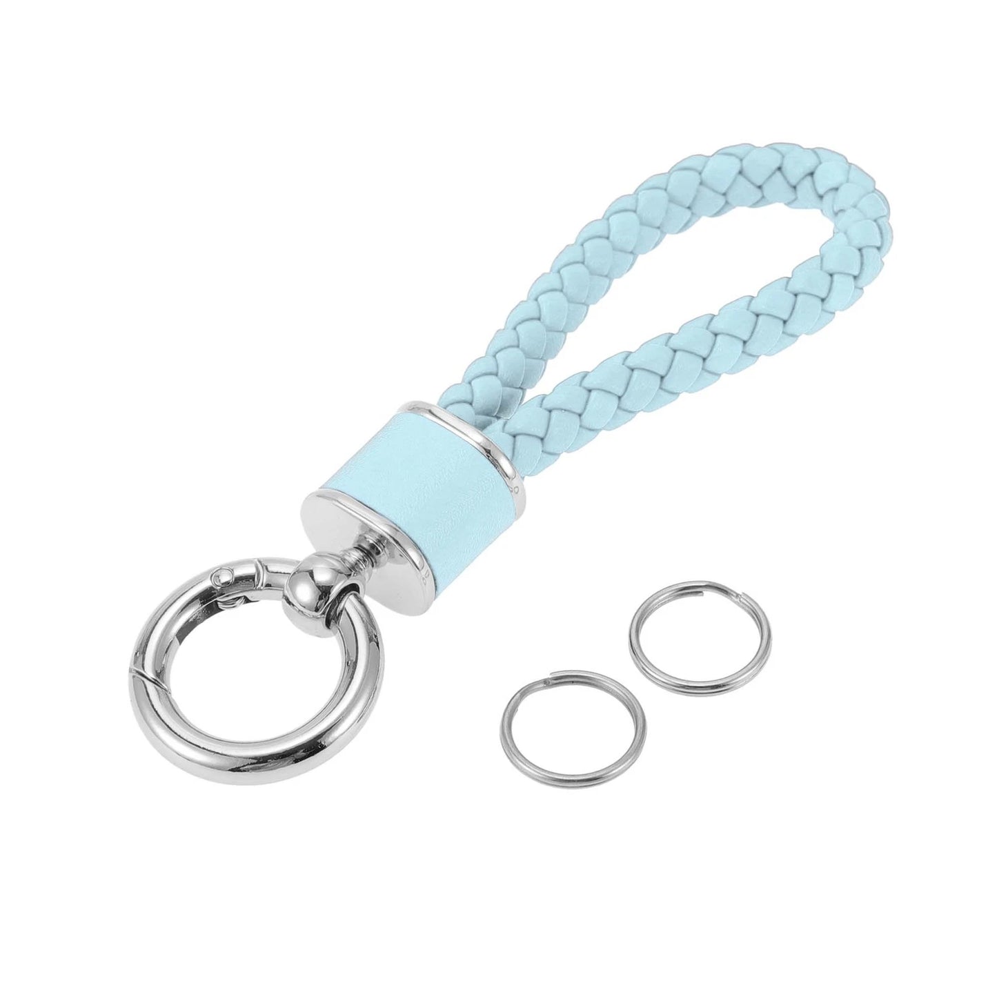 Car Keychain with Ring for Universal Use (Light Blue, Silver Tone)