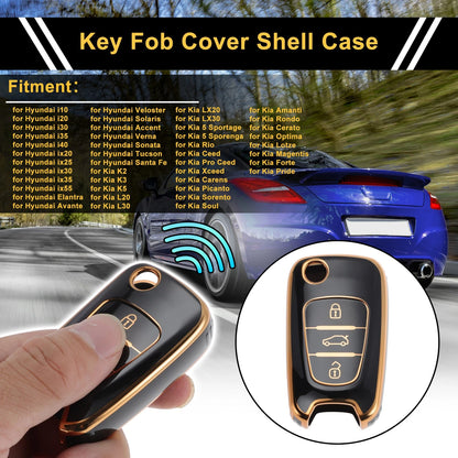 Car Key Case for Hyundai i10 i20 i30 i35 i40 ix20 ix25 ix30 ix35 ix55 (3 Buttons)