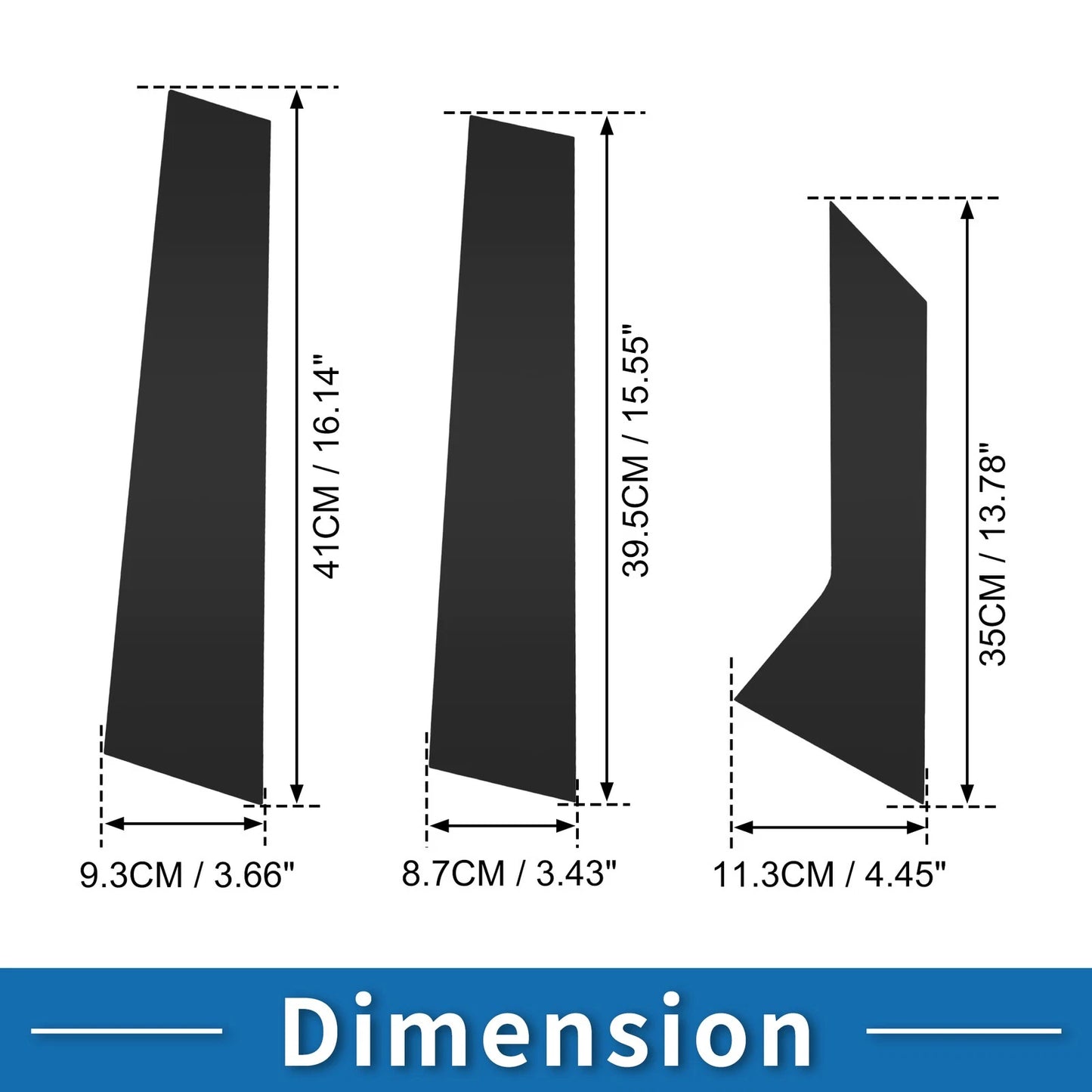 Set of 6 Door Pillar Window Trim for Ford Mondeo Fusion (2013–2020) Black