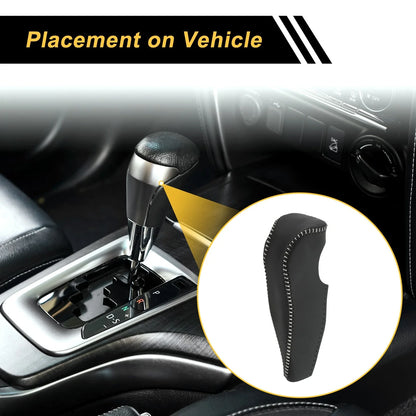 Car Gear Shift Knob Cover for Honda Civic 2006-2011 Black Gray Faux Leather