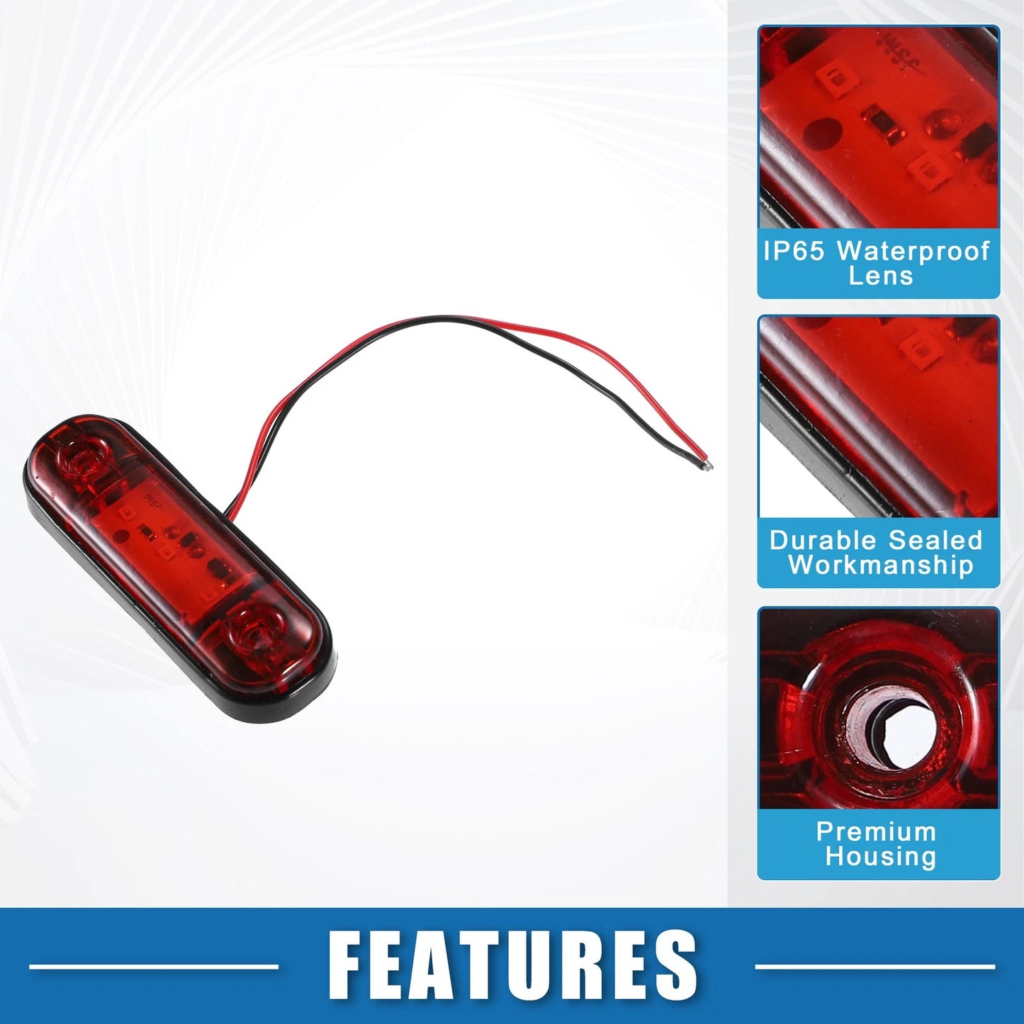 Set of 4 LED Side Marker Lights for Truck Camper Van (Red)