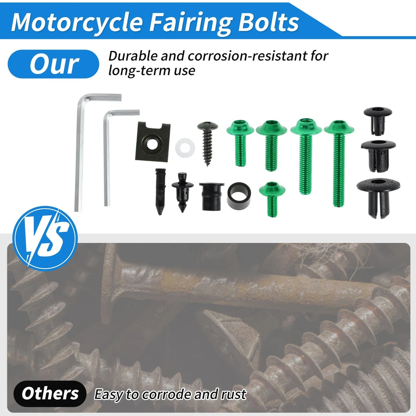 Windshield Bolts for Yamaha Motorcycles (Aluminum Rubber Green)
