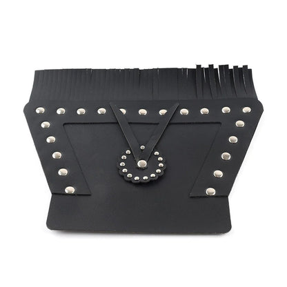 PU Leather Rear Fender Mud Flap Cover with Fringe for Harley