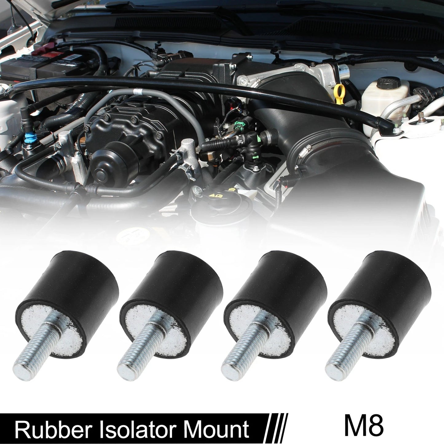Set of 4 M8 Rubber Metal Vibration Isolator Mounts for Shock Absorber