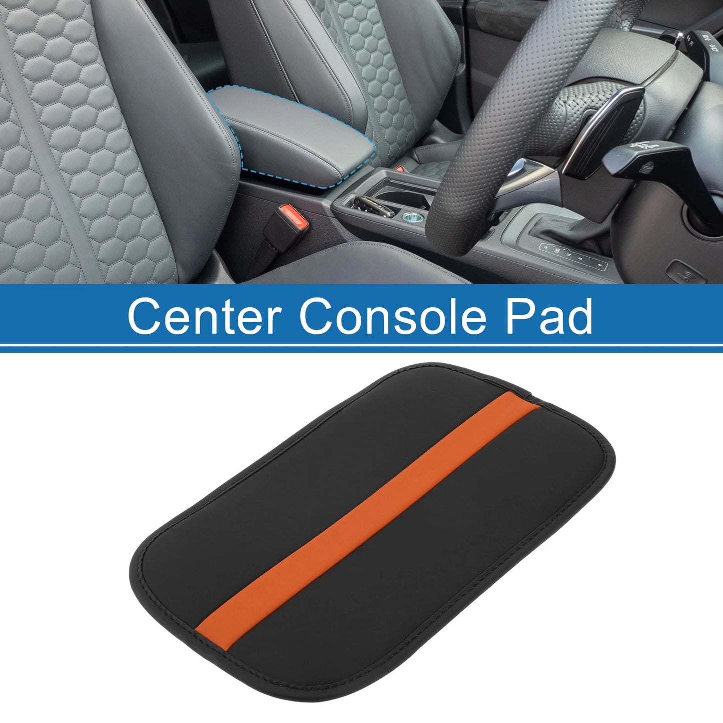 Armrest Cushion Pad for Car (12.20"x7.48", Microfiber Leather, Black)