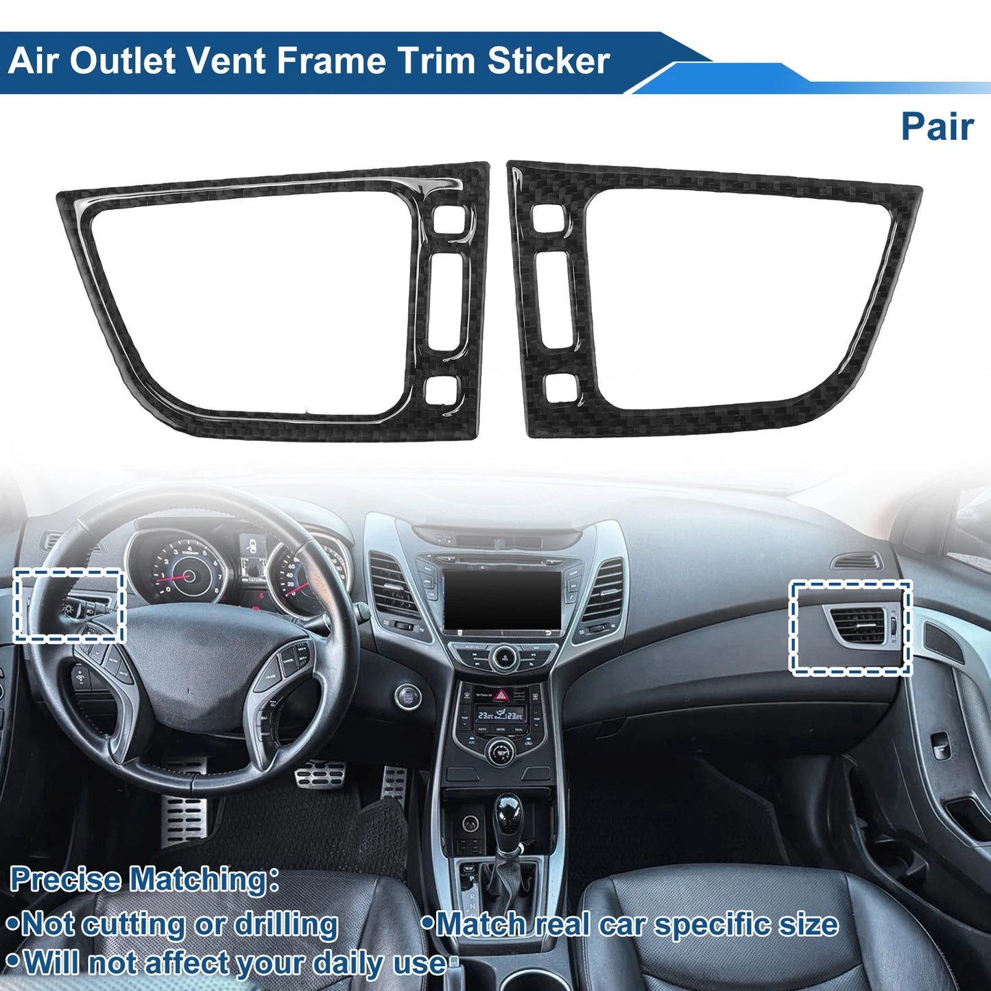 Air Condition Outlet Vent Trim Cover Frame for Hyundai Elantra (2011–2016) 1 Pair