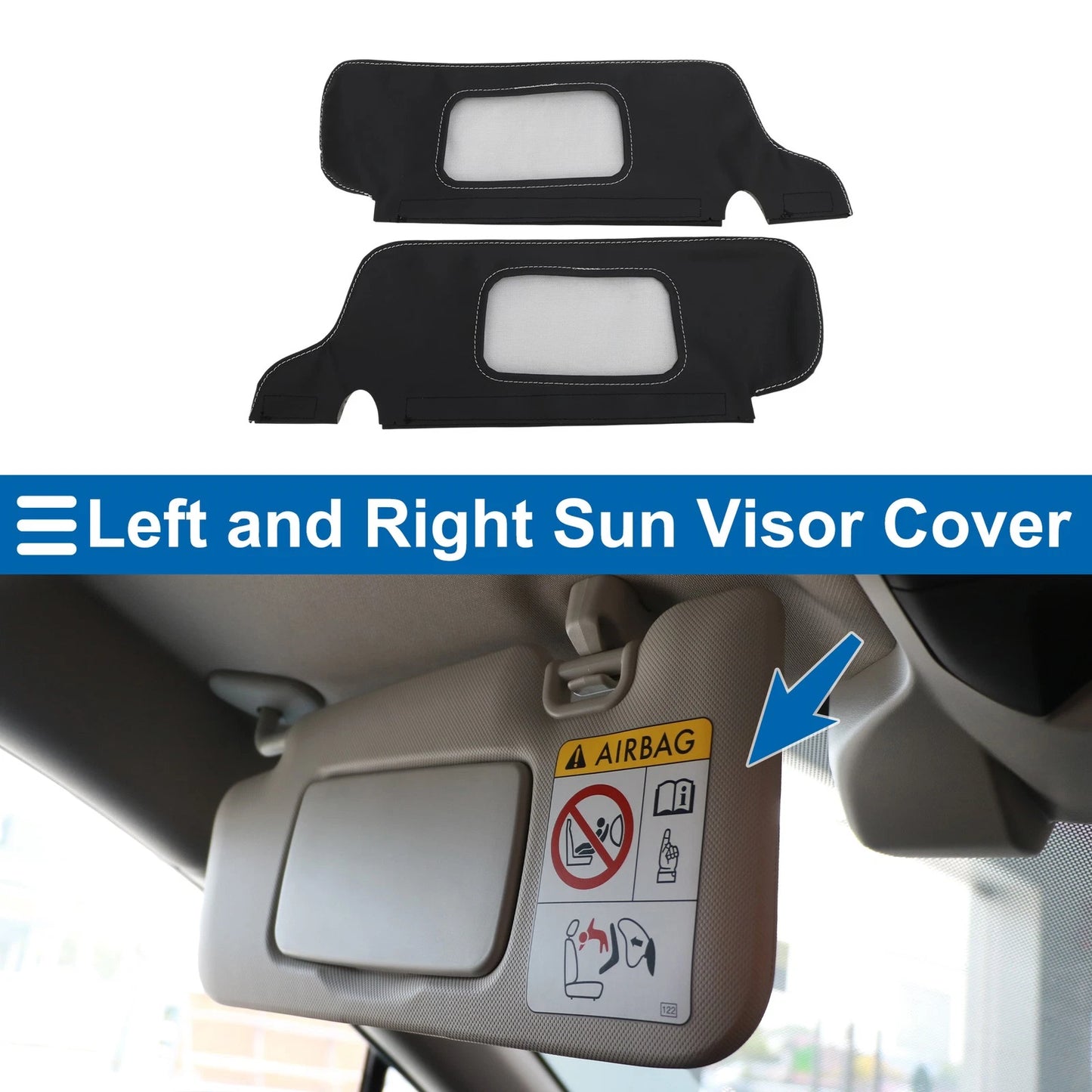 Set of 2 Sun Visor Covers for Ford Mustang (1994–2004) Left Right Black Gray