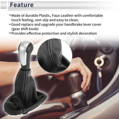 5 Speed Gear Shifter Knob with Cover for Chevrolet Spark (2011–2015) Faux Leather