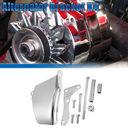 Polished Long Water Pump Alternator Bracket Kit for Chevy SBC 305 (1976–1986)