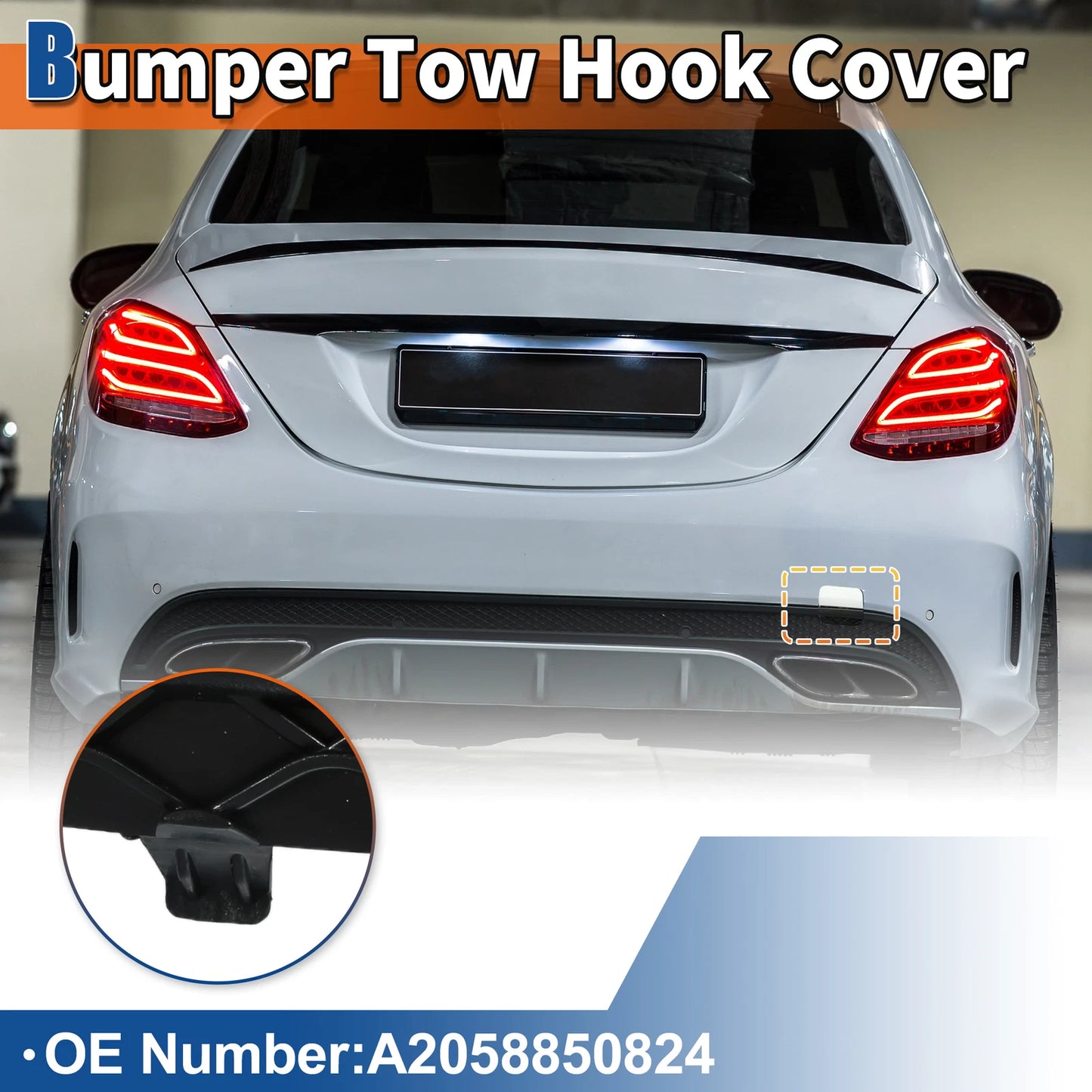 Tow Hook Cover for Mercedes-Benz C-Class (2015–2021) No.A2058850256 White