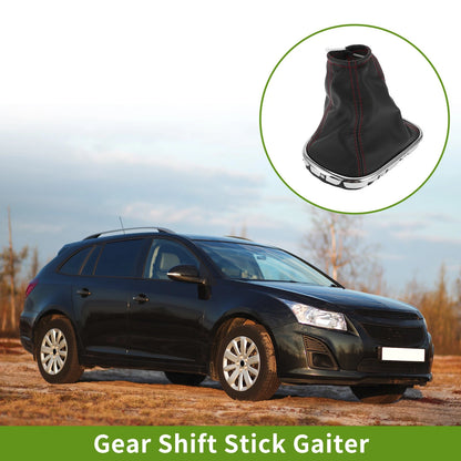 Manual Gear Shift Boot Cover for Chevrolet Cruze (2008–2012) Black Red Stitches