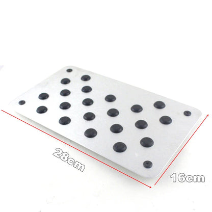 Aluminum Car Floor Carpet Mat Patch Heel Scuff Plate Pedal Pad 28x16cm