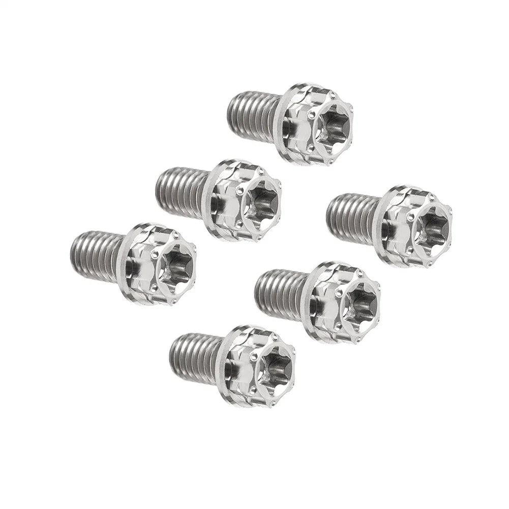 6pcs M6x15mm Titanium Torx Head Flange Screws for Motor Bike/Bicycle