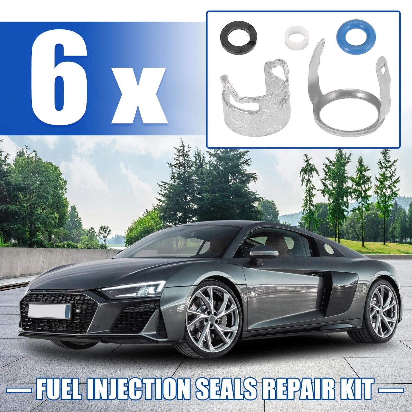 Set of 6 Fuel Injection Valve Seals O-Ring Kit for Audi A4 A6 (2002–2008)