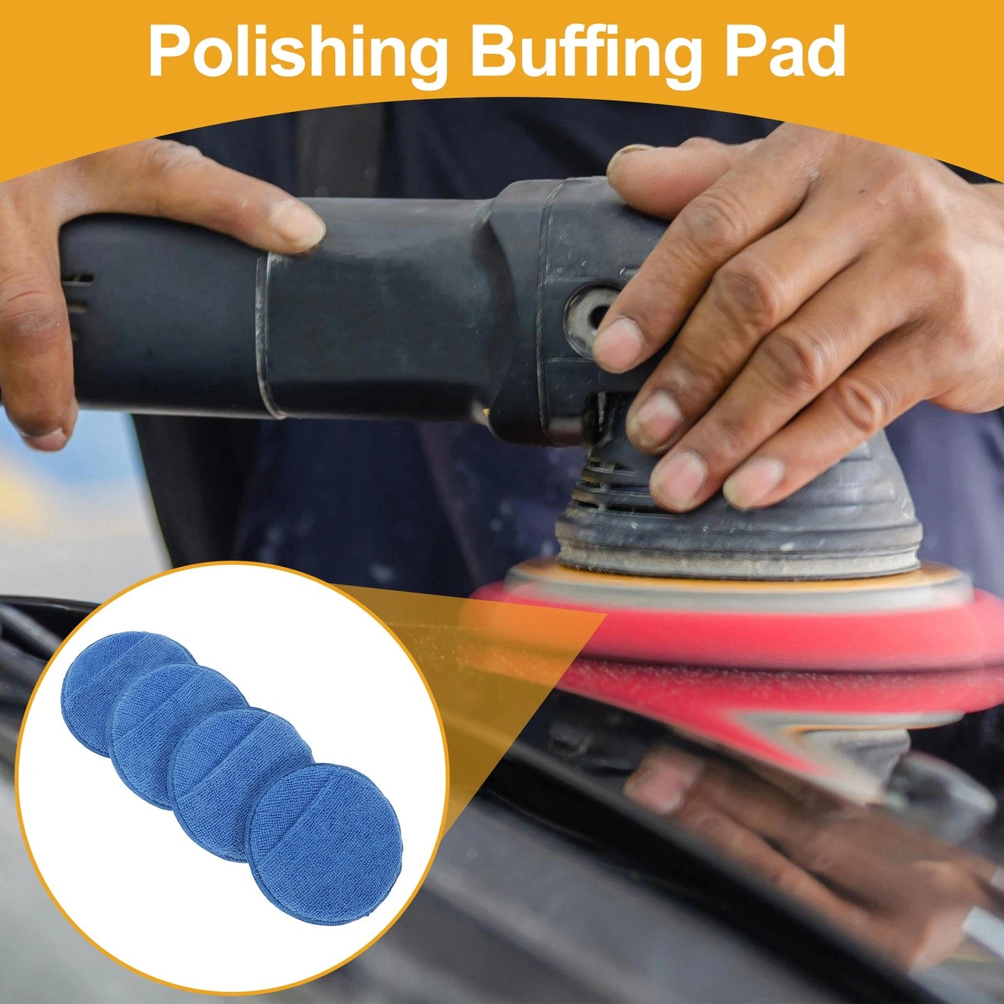 Set of 4 Polishing Buffing Pads for Auto (12.5cm, Sapphire Blue)