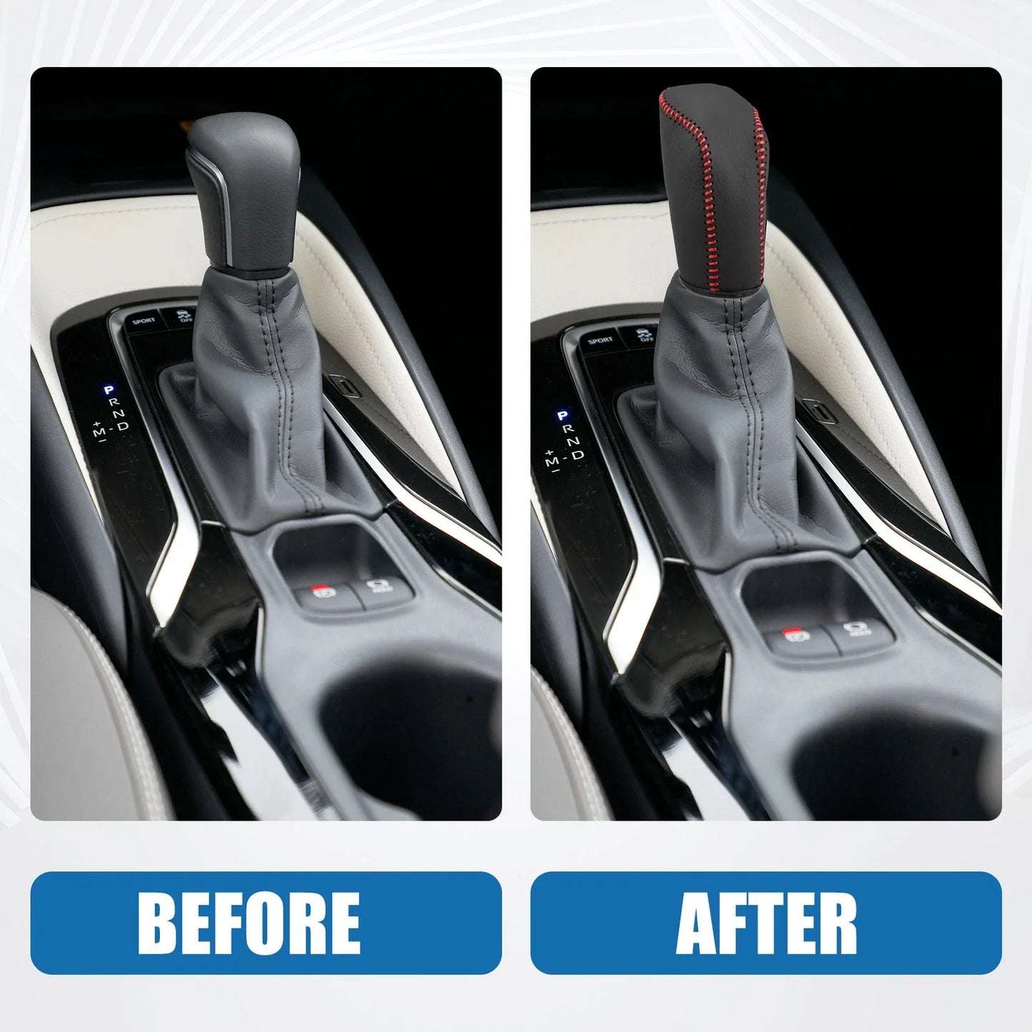 Gear Shifting Knob Cover for Hyundai Verna 2010-2014 Faux Leather Black Red