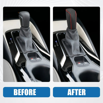 Gear Shifting Knob Cover for Hyundai Verna 2010-2014 Faux Leather Black Red