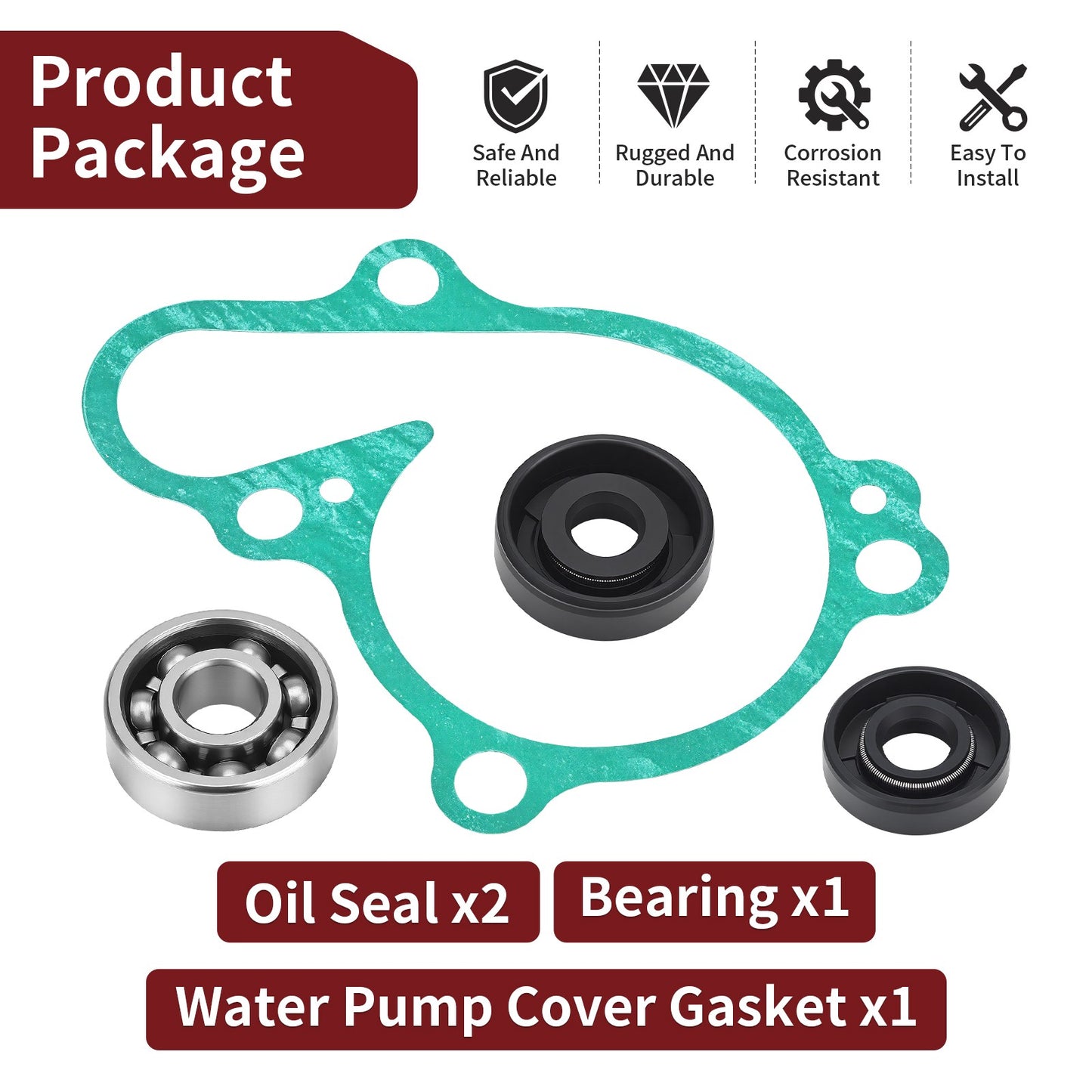 Water Pump Bearing Seal Gasket Kit for Yamaha YZ125X YZ125 (2005–2024)
