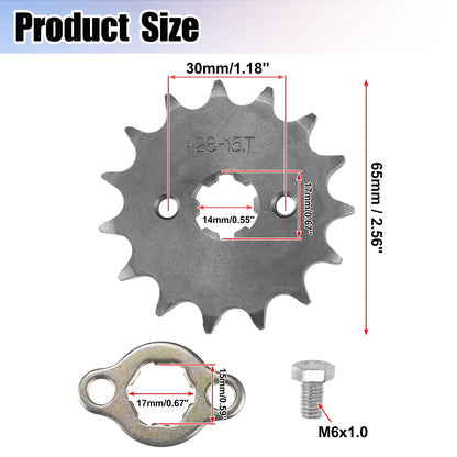 Set of 1 Front Engine Sprocket 428 15T 17mm for Dirt Bike Mini Bike