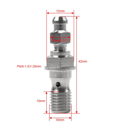 Titanium M10x1.25 Banjo Bolt with Bleed Valve for Motorcycle Brake Caliper
