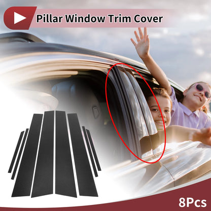 8 Pcs Car Door Pillar Window Trim for Toyota Prius (2016–2022) Carbon Fiber