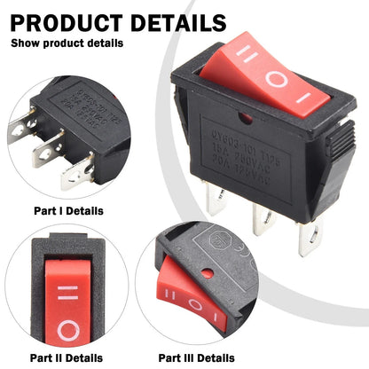 Rectangular Rocker Switch 1 PC 20A 125V 3 Pin Car Electrical Equipment Joystick