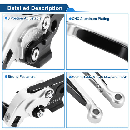 Adjustable Brake Clutch Lever for Yamaha TMAX560 (2020–2023) - Silver Black
