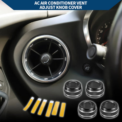Set of 4 AC Vent Adjust Switch Knob Cover Rings for Ford Bronco Sport (2021–2023) Black