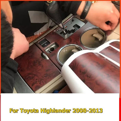 Wood Grain Interior Vinyl Stickers Decals for Toyota Highlander (2008–2013)