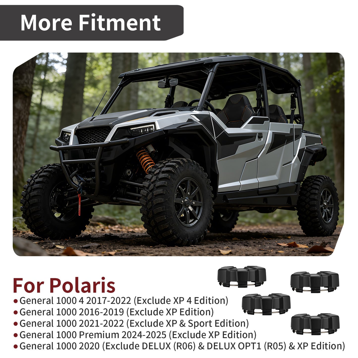Set of 4 Wheel Center Caps for Polaris General 1000 (2016–2025)