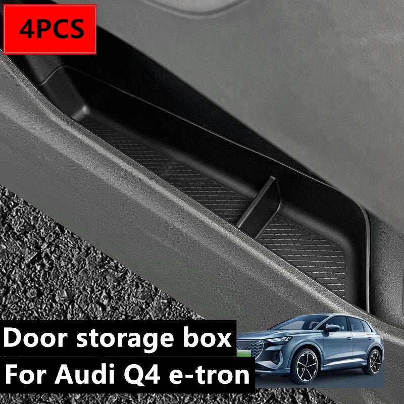 4X Side Door Storage Box Holder TPE Organizer Front/Rear for Audi Q4 e-tron