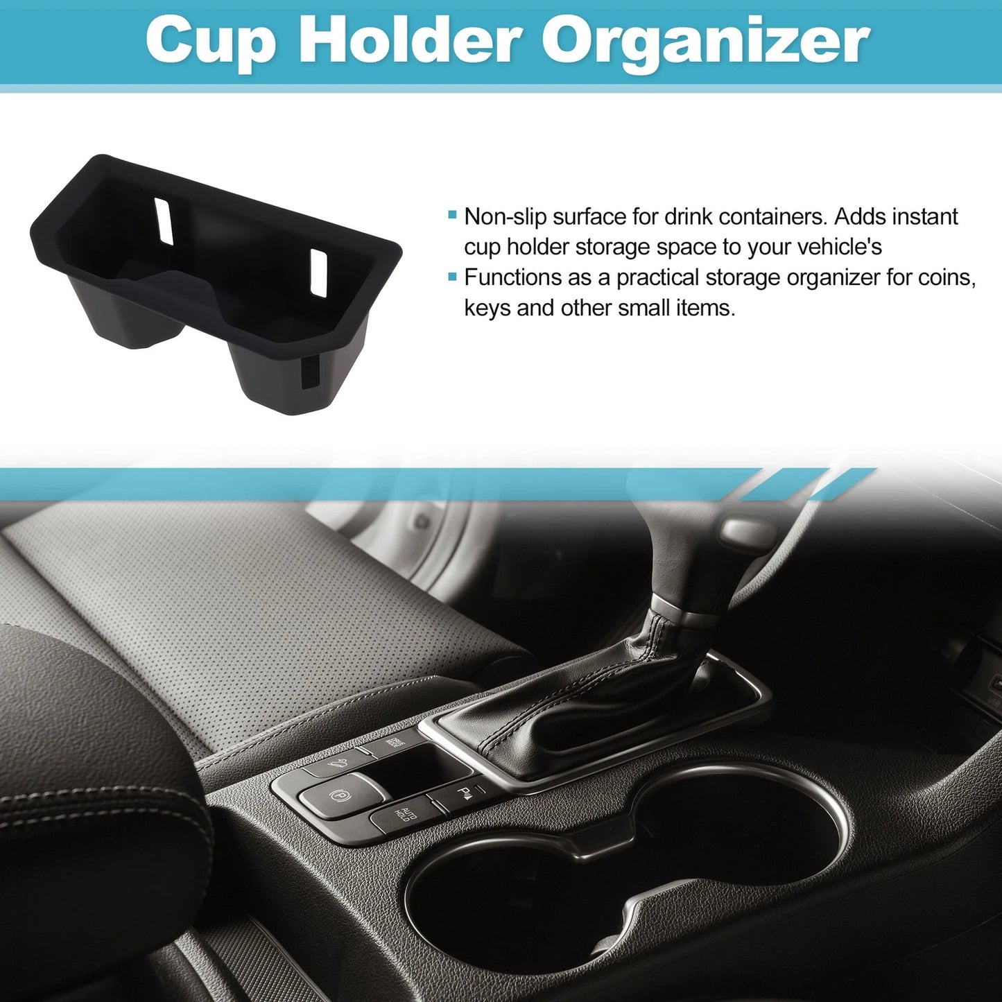 Front Console Cup Holder Organizer for Toyota RAV4 (2026) - Silicone Black
