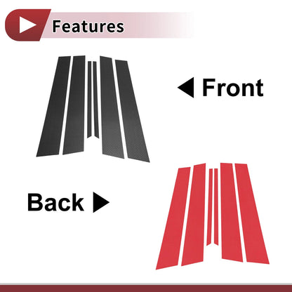 Door Pillar Window Trim for Nissan Bluebird (2000–2006) Black Carbon Fiber