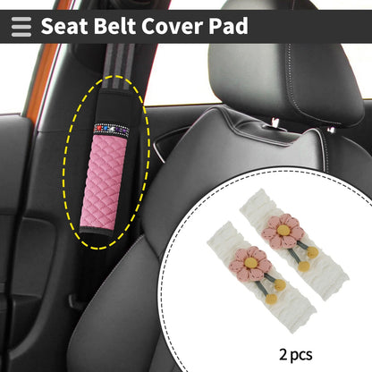 Set of 2 Pink Seat Belt Cover Pads for Universal Fit (25cm)