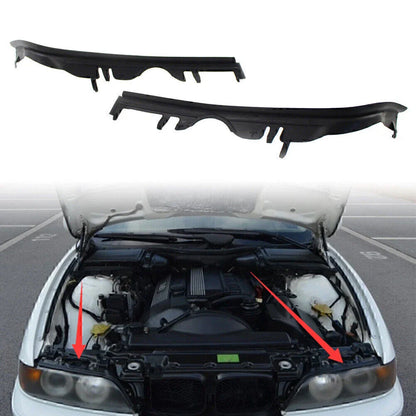 Pair ABS Black Front Upper Headlight Gaskets for BMW 5 Series E39 (1997-2003)