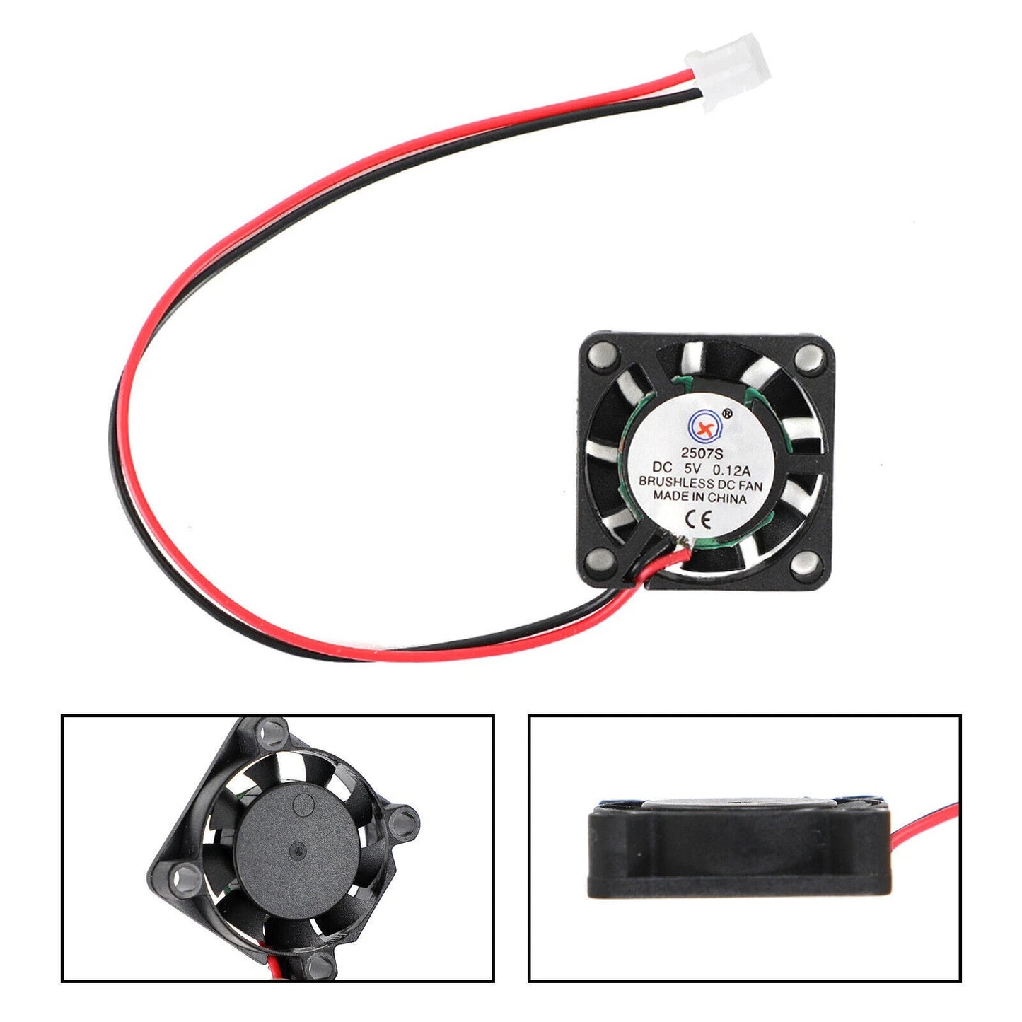 Brushless Cooling Computer Fan 5V 0.12A 2507S 25x25x7mm 2 Pin Wire