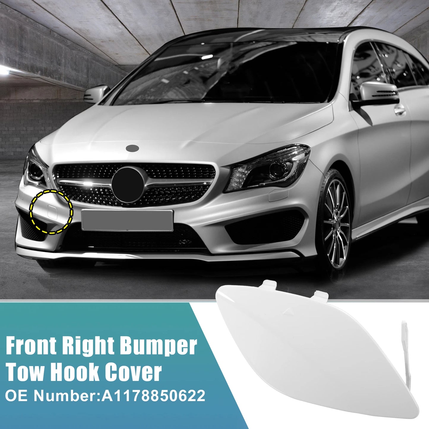 Front Bumper Tow Hook Cover for Mercedes-Benz CLA-Class (2014–2019) No.A1178850622 White