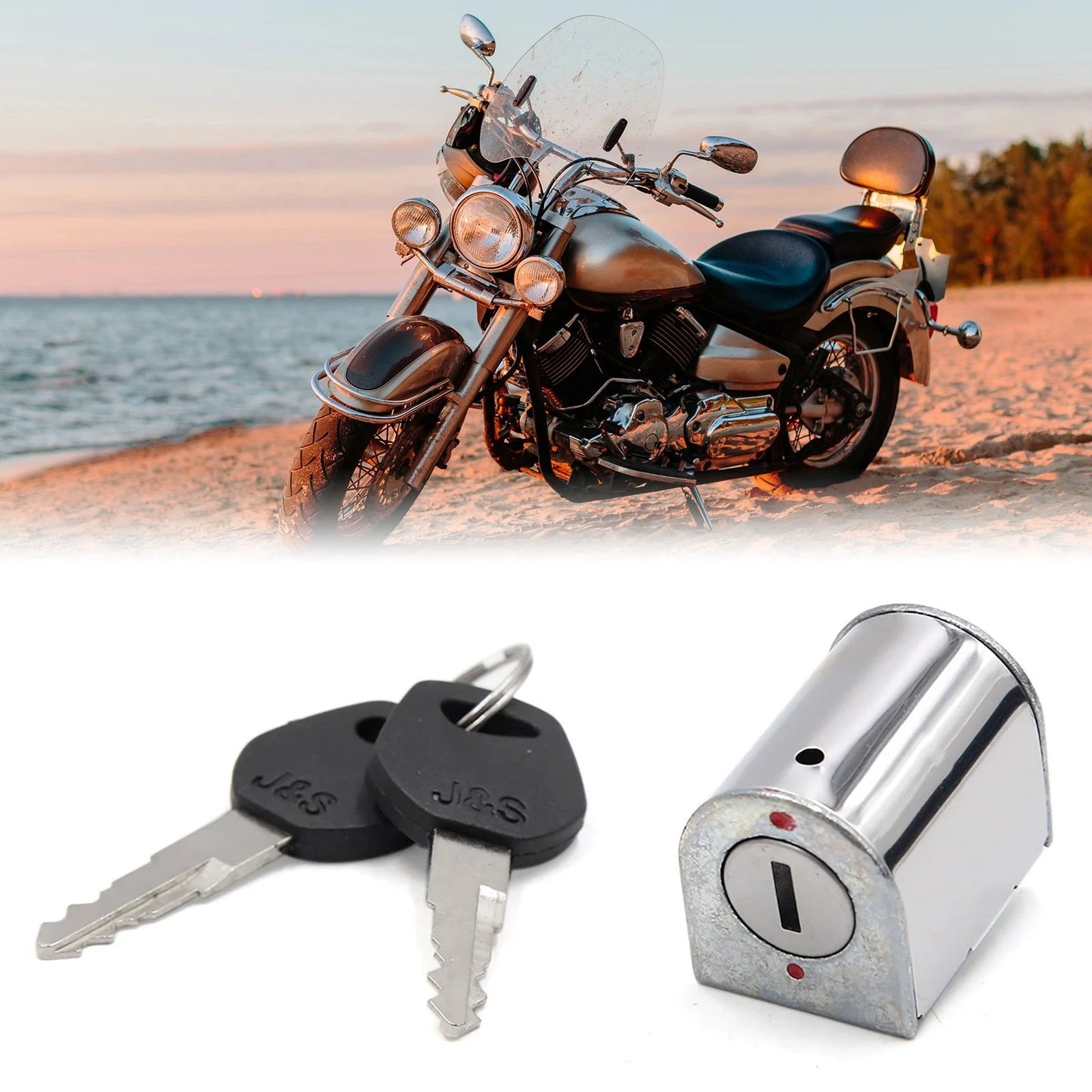 Stainless Steel Motorcycle Steering Lock w/ Keys for Honda CG125 (2000-2023)