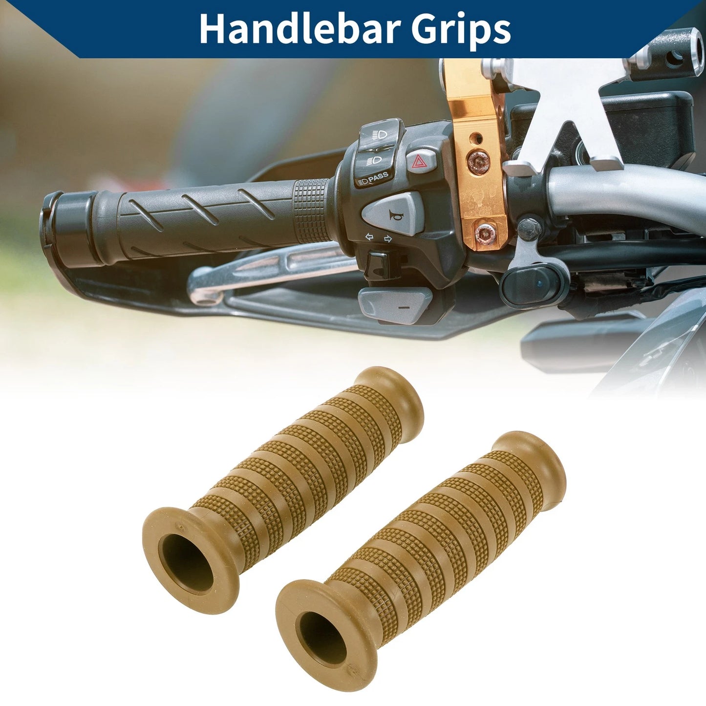 7/8" Rubber Handlebar Grips for Motorcycle (22mm)