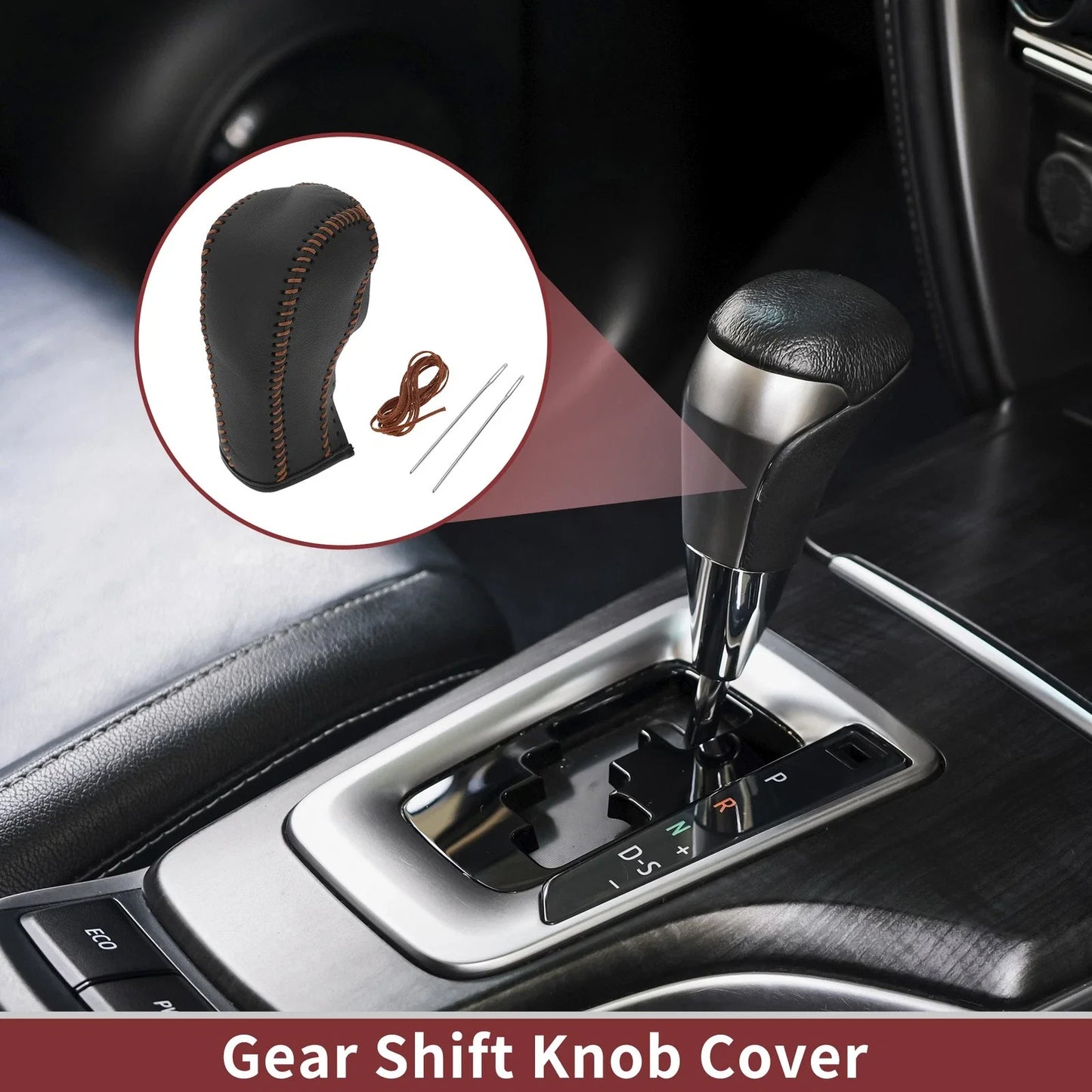 Gear Shift Knob Cover for Chevrolet Cruze 2011-2015 - Black & Brown Faux Leather
