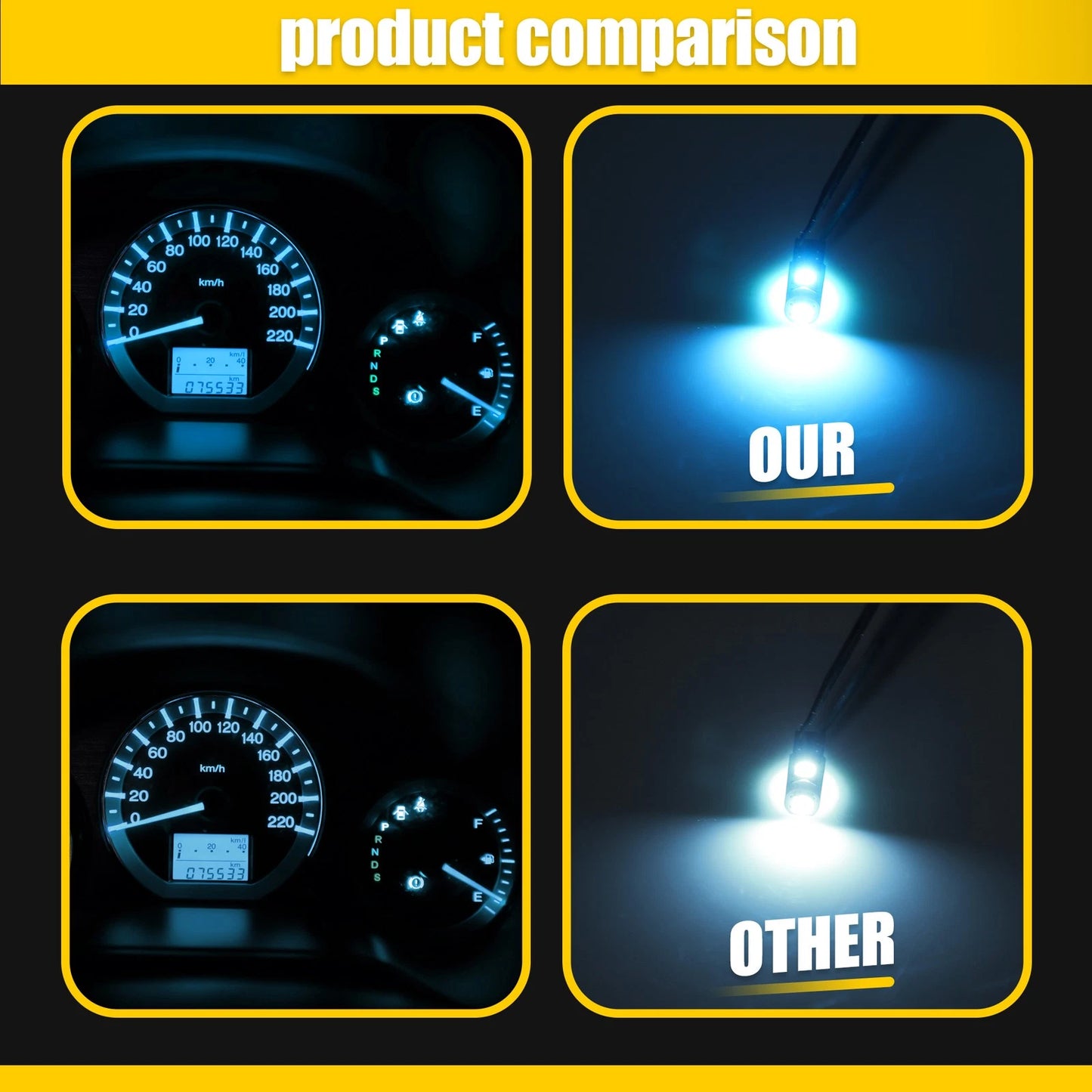 Set of 2 T5 3030 3SMD Interior LED Bulbs for Car Panel (DC 12V)