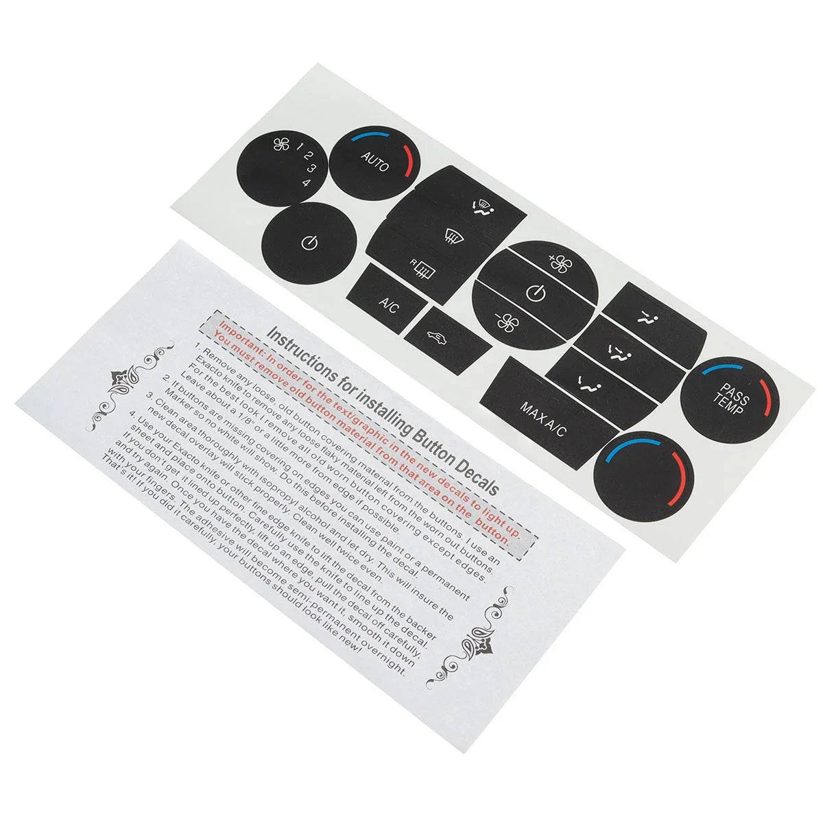 Heater AC Climate Control Button Repair Decal Stickers for Ford Escape Fusion