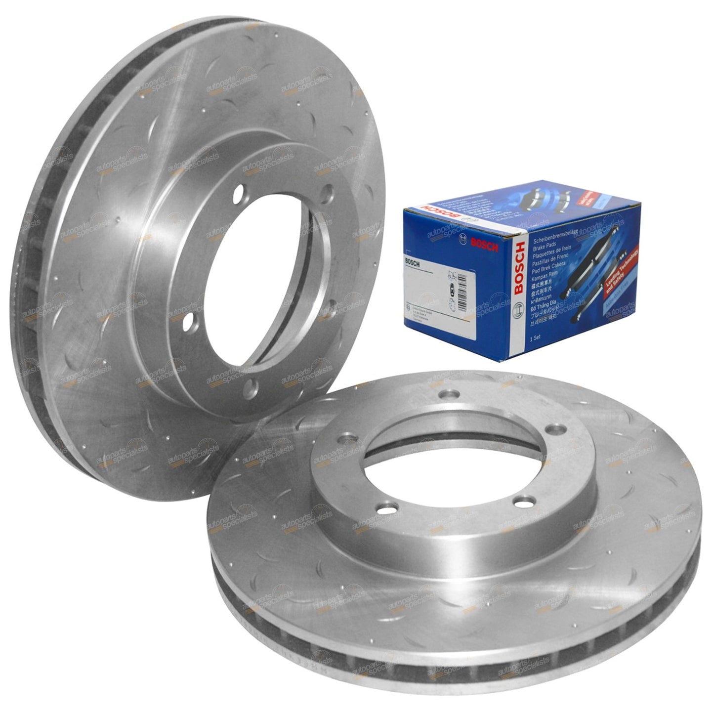 Set of 2 Drilled Slotted Disc Rotors for Toyota FZJ105 HZJ105 (1998–2007)
