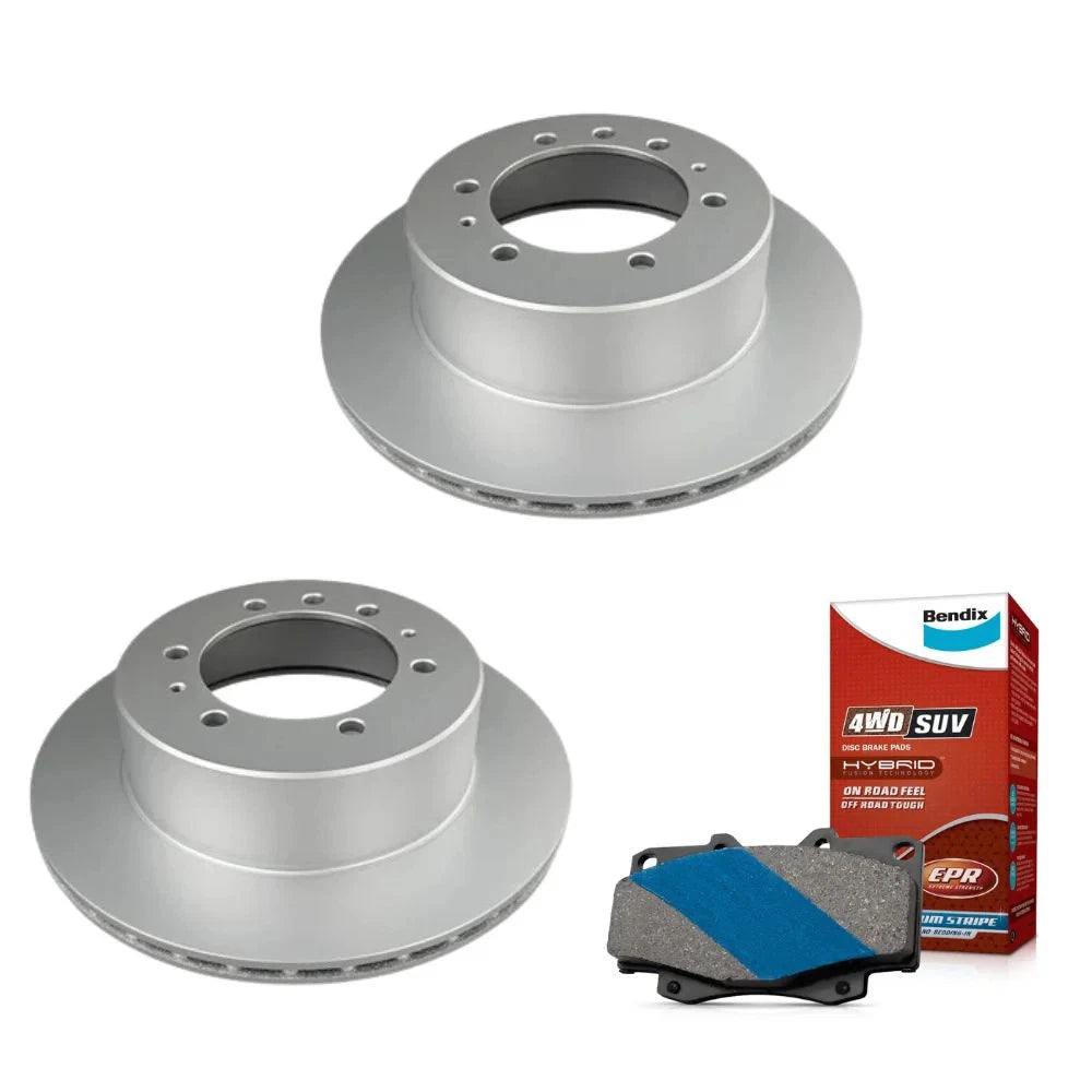Set of 4 Bendix Rear Brake Pads and Rotors for Toyota LandCruiser LC300 (2021–2023)