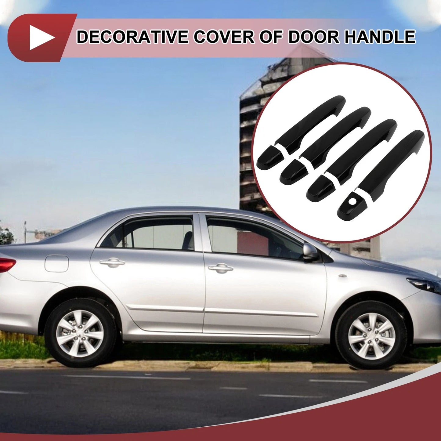 Set of 4 Car Door Handle Covers for Honda CR-V (2012–2016) Gloss Black ABS