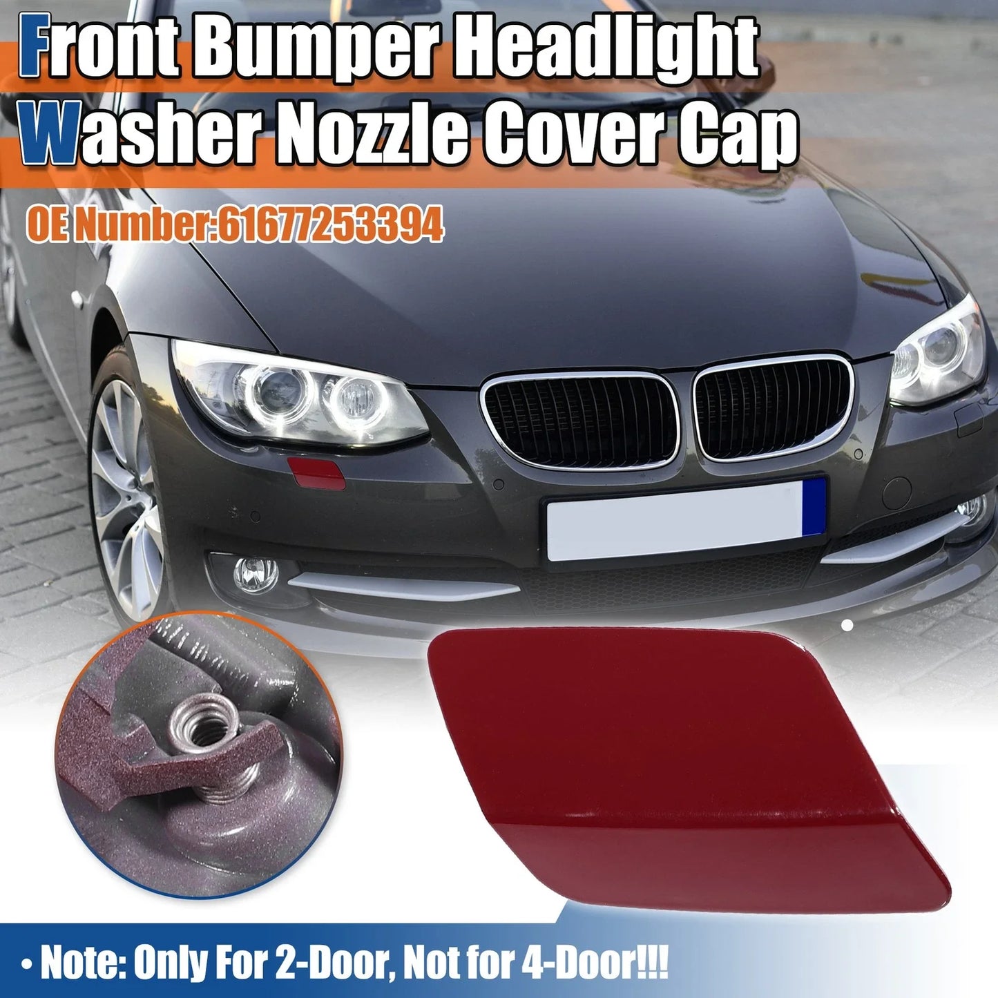 Right Side Front Bumper Washer Nozzle Cover for BMW E92 Gloss Red (2011 - 2013)