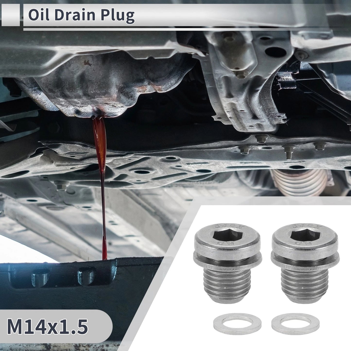 Set of 1 M14x1.5 Engine Oil Drain Plug with Gasket for Car Motorcycle