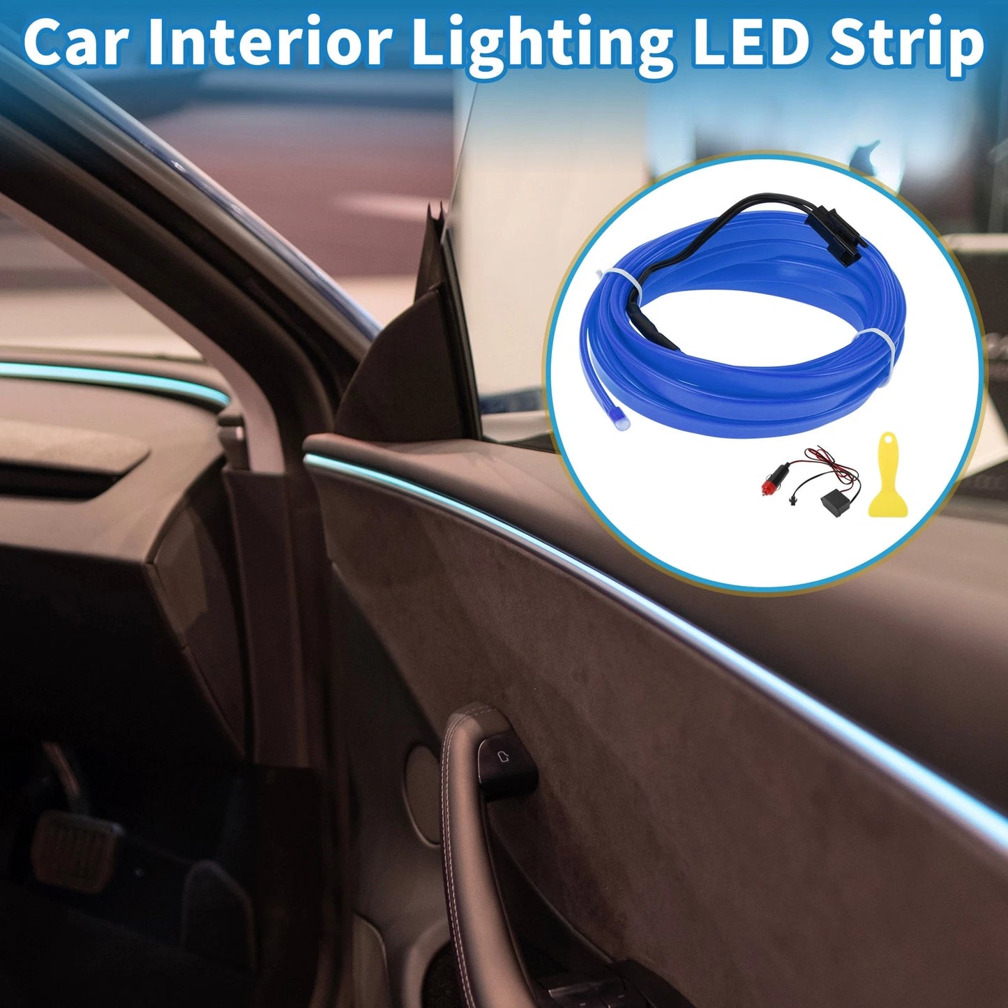 LED Strip Neon Wire Lighting for Universal Cars (12V) - Blue