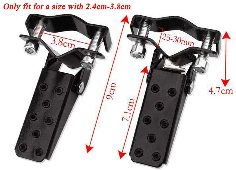Universal Motorcycle Passenger Foot Pegs Rear Footrests 25-28mm Black